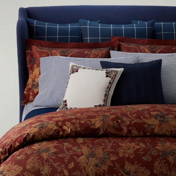 Ralph Lauren Inez Paisley Duvet Cover Full/Queen Red Multi $400 Cotton Sateen - Picture 3 of 3